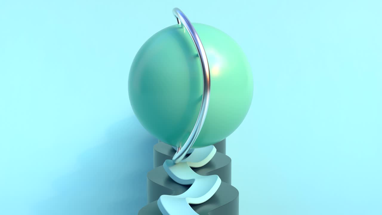 4K video animation. Looped animated background of a sphere sliding on a wavy line.
