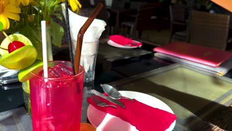 colorful drink on a restaurant table