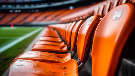 Empty Orange Seats in a Football Stadium