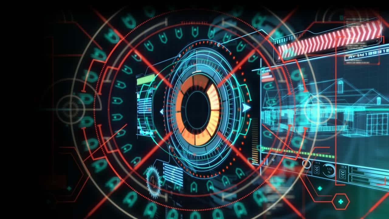 Animation of scope scanning and data processing on black background