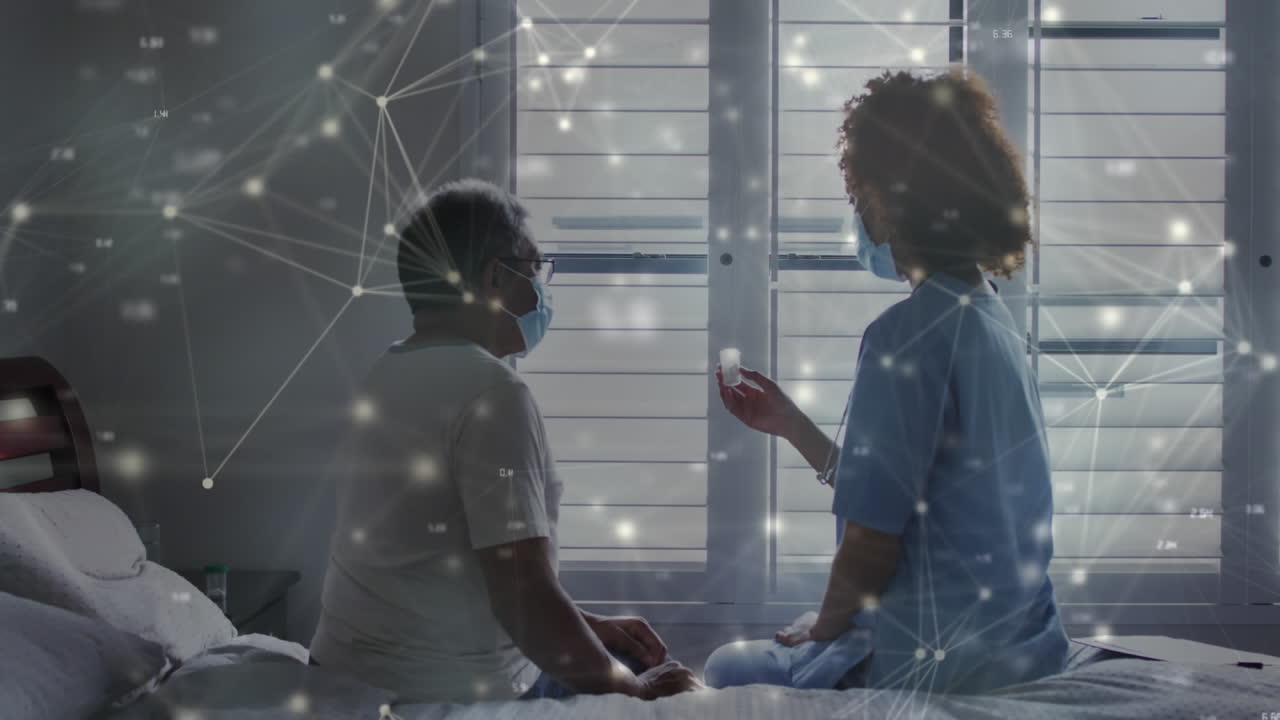 Animation of connections with data processing over diverse doctor and patient talking