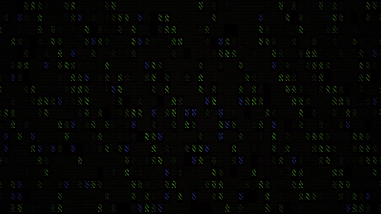 Flickering Green and Blue Digital Code on Dark Background