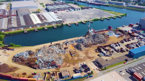 Aerial-View-Of-Construction-Site-At-The-Port-Of-Bremen-In-Germany