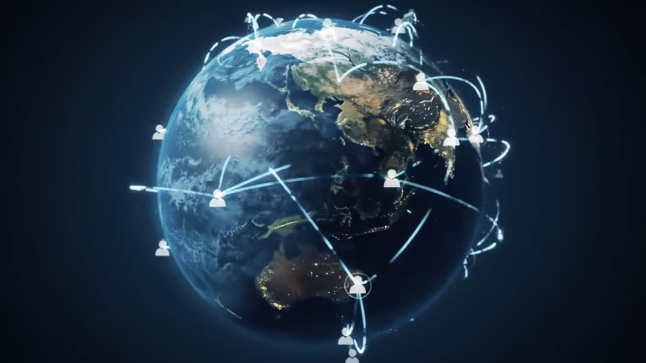 Visualizing Global Connectivity: A Stunning Representation of Our Interconnected World with Data Streams Illustrating Communication and Information Exchange Across Continents