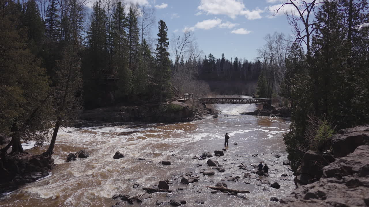 외로운 시이 숲의 강 급류에서 파리 시를 하고 있습니다.