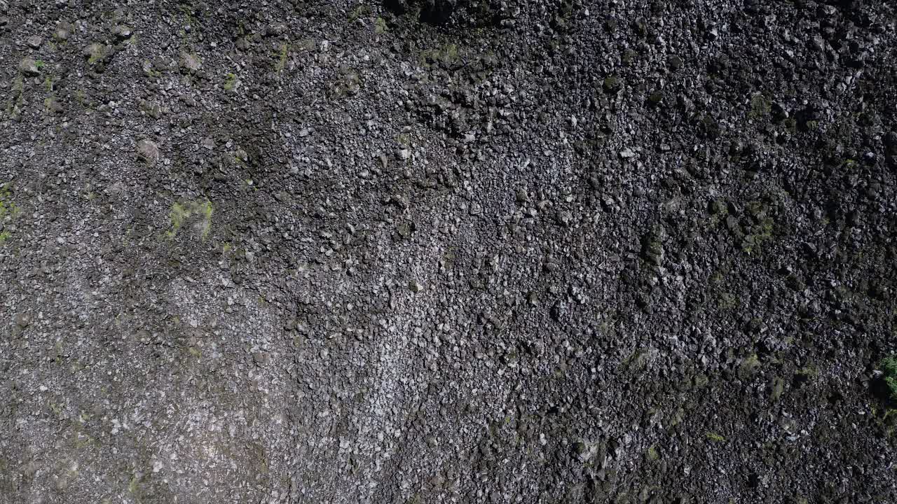 Spor fra Ceboruco-vulkanen dækker den sorte magmavej med frosne sten