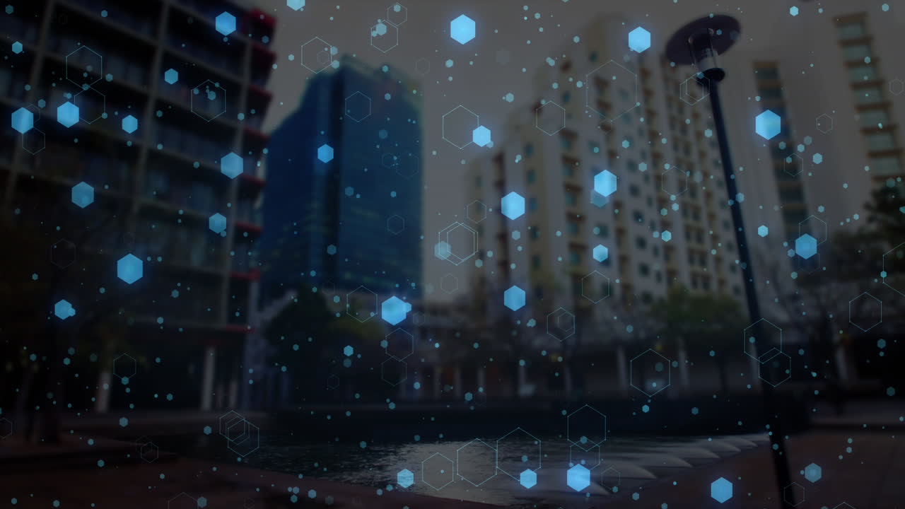 도시 풍경 위의 의료 아이콘의 애니메이션