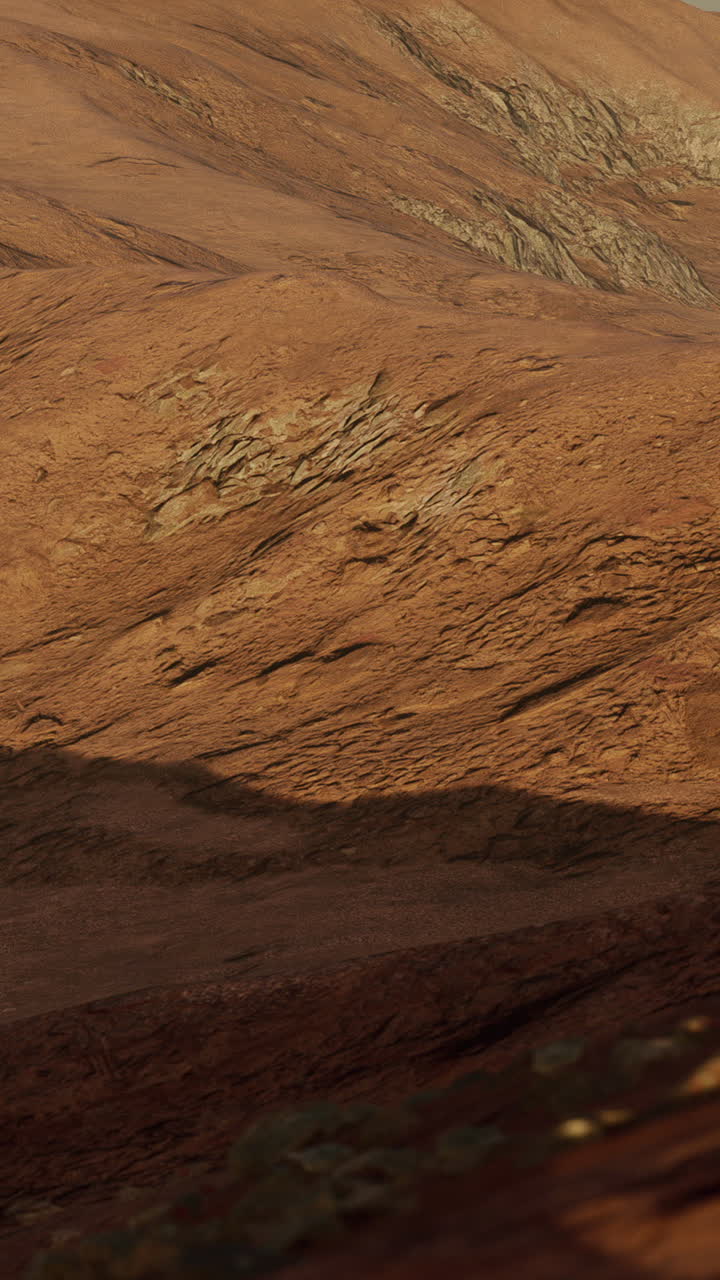 un paisaje escarpado de roca roja y polvo en marte