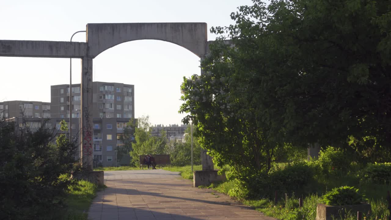 Concrete Arch in Soviet Planned Residential District Fabijoniskes in Vilnius, Lithuania, HBO Chernobyl filming location