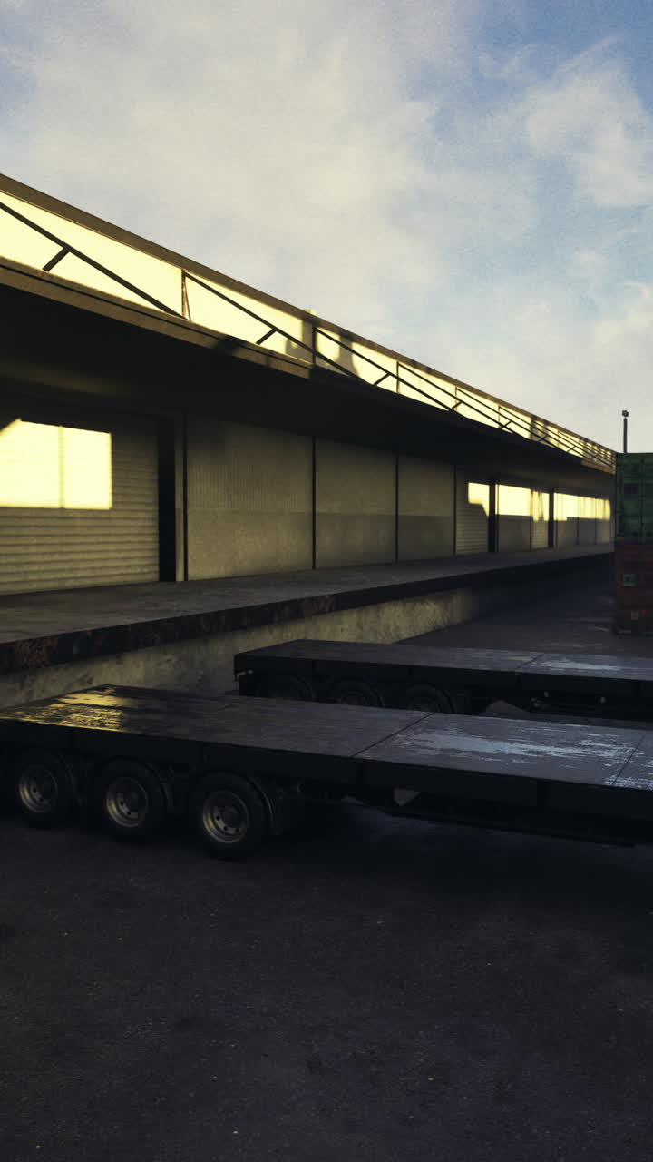 Loading dock during overcast weather at a shipping yard in the afternoon