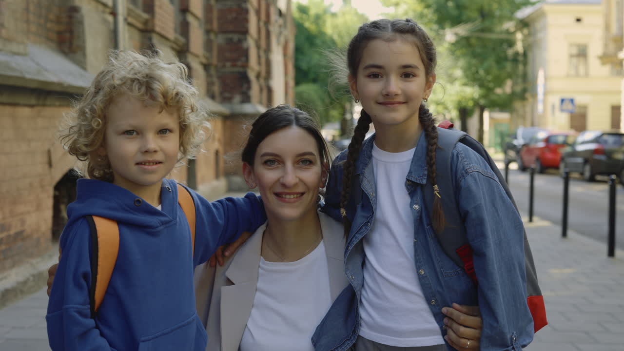 Family Walking to School