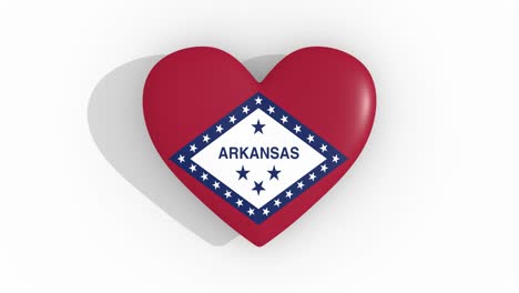 heart in colors of flag of us state arkansas, loop
