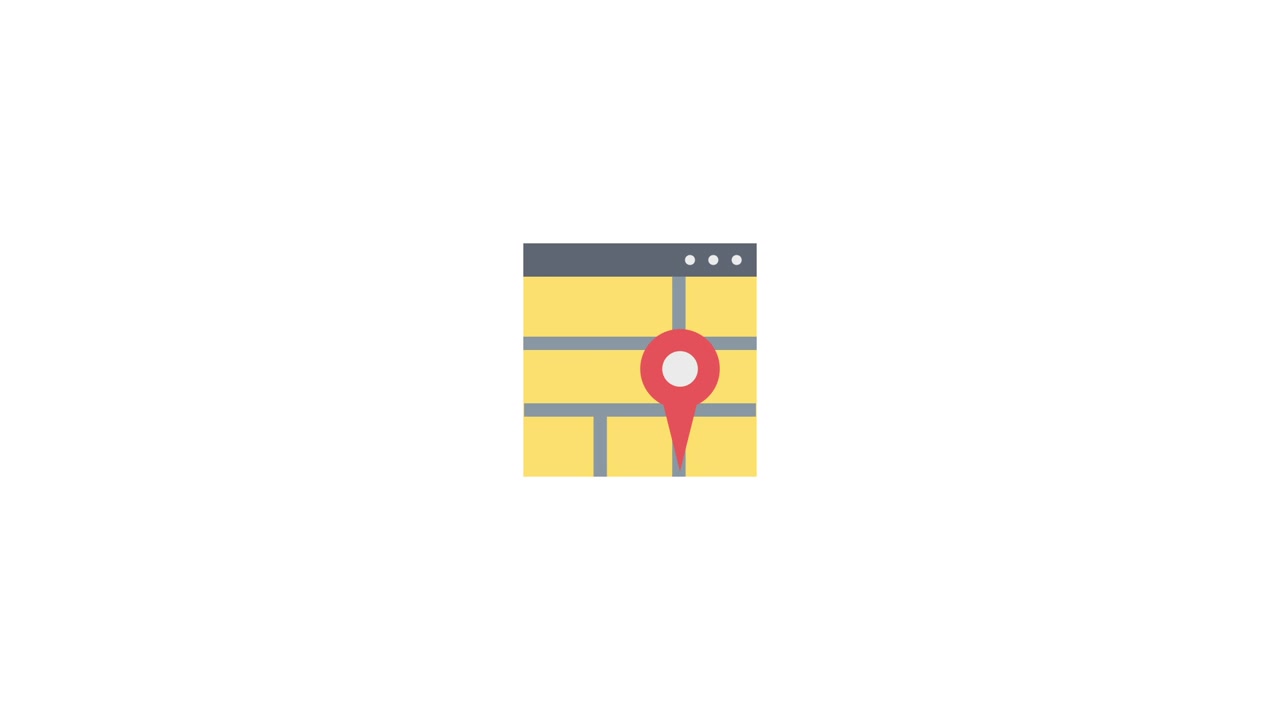 Animated Location Pin Moving on a Digital Map Icon