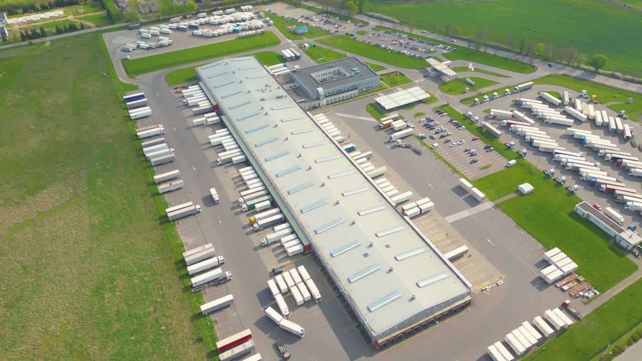 물품 창고의 공중 전망