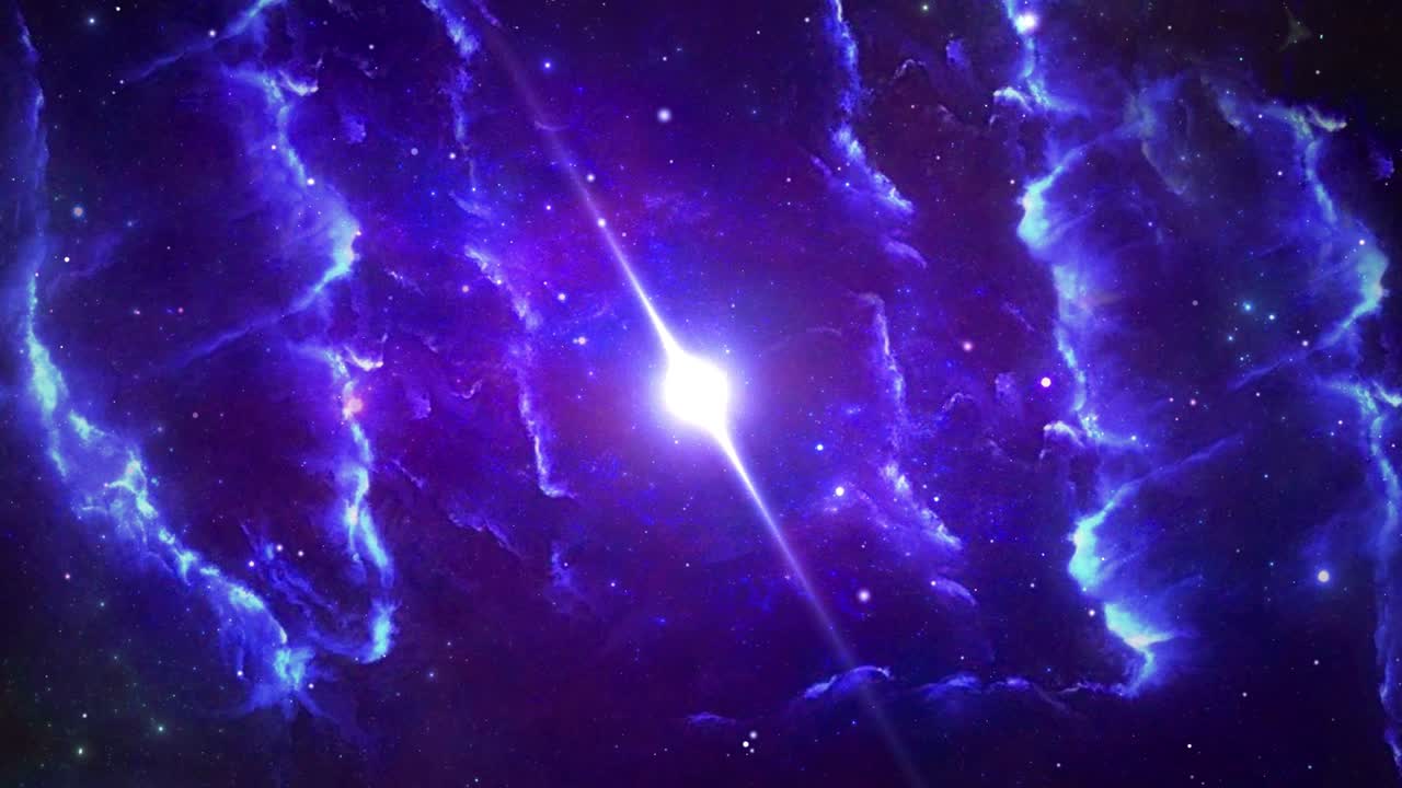 neon color violet boundless Deep galaxy full of exquisite nebulae filling magical space Loop Background.