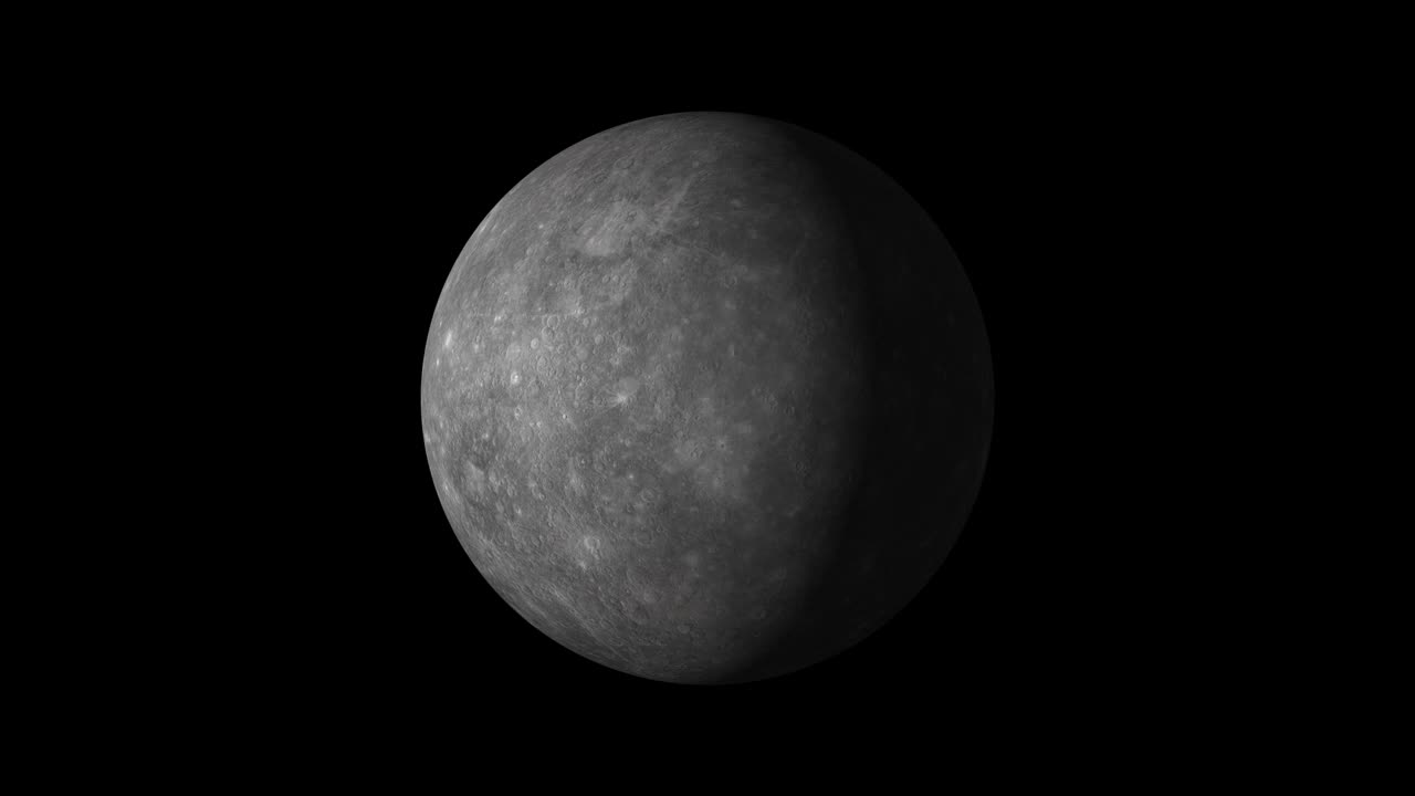 Solar system's planet of Mercury animation in green screen.  Mercury is rotating.