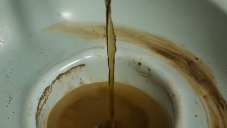 dirty water draining into a sink