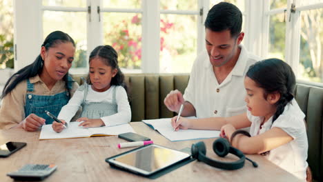 Hausaufgaben,-Familie-Und-Zählhilfe-Mit-Kindern