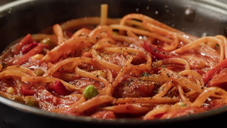 pasta with vegetables in a pan