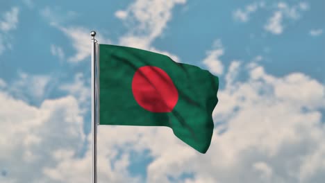 bandera de bangladesh ondeando en el cielo azul video realista 4k