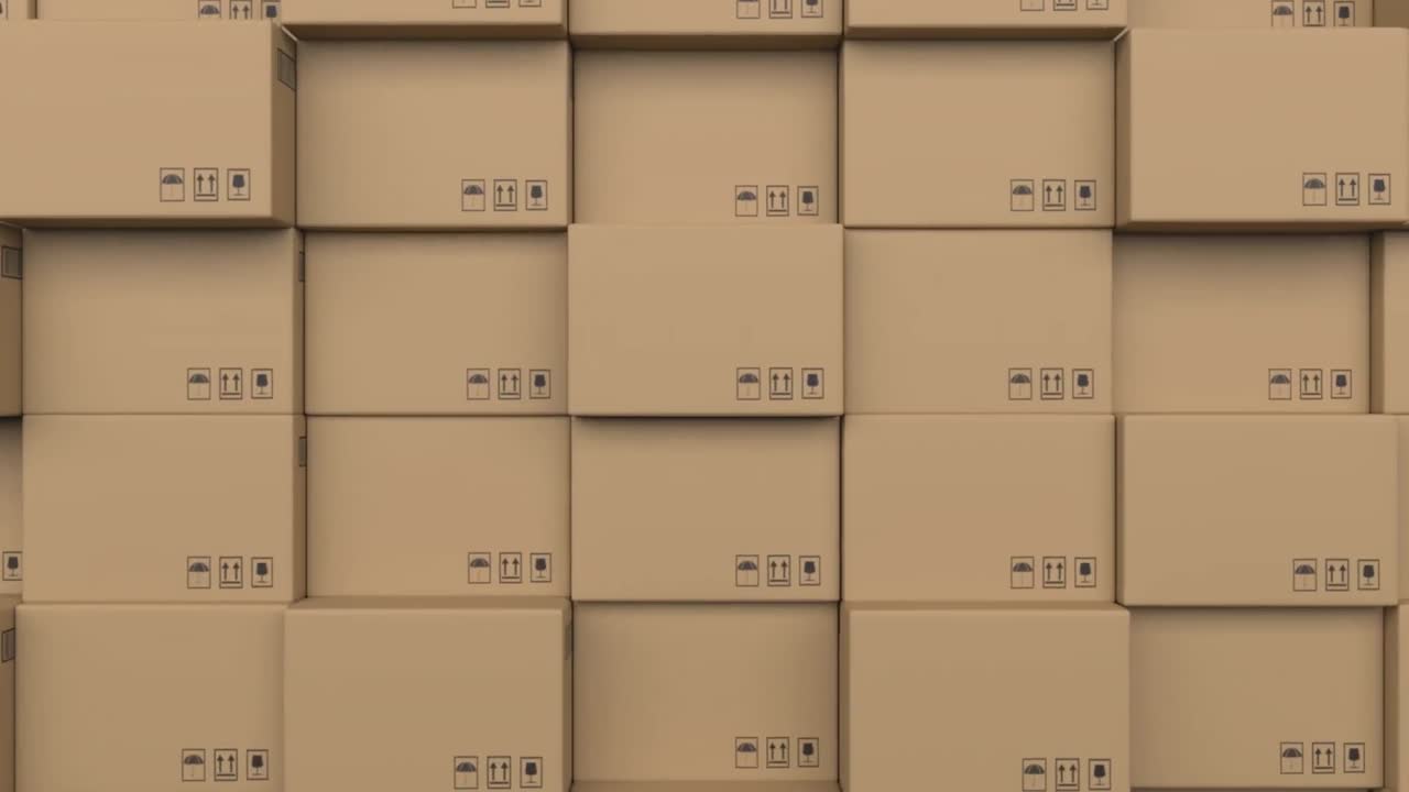 여러 개의 카드보드 상자가 쌓여 있는 애니메이션