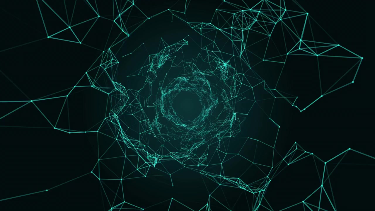 Abstract Digital Network Tunnel with Glowing Connections