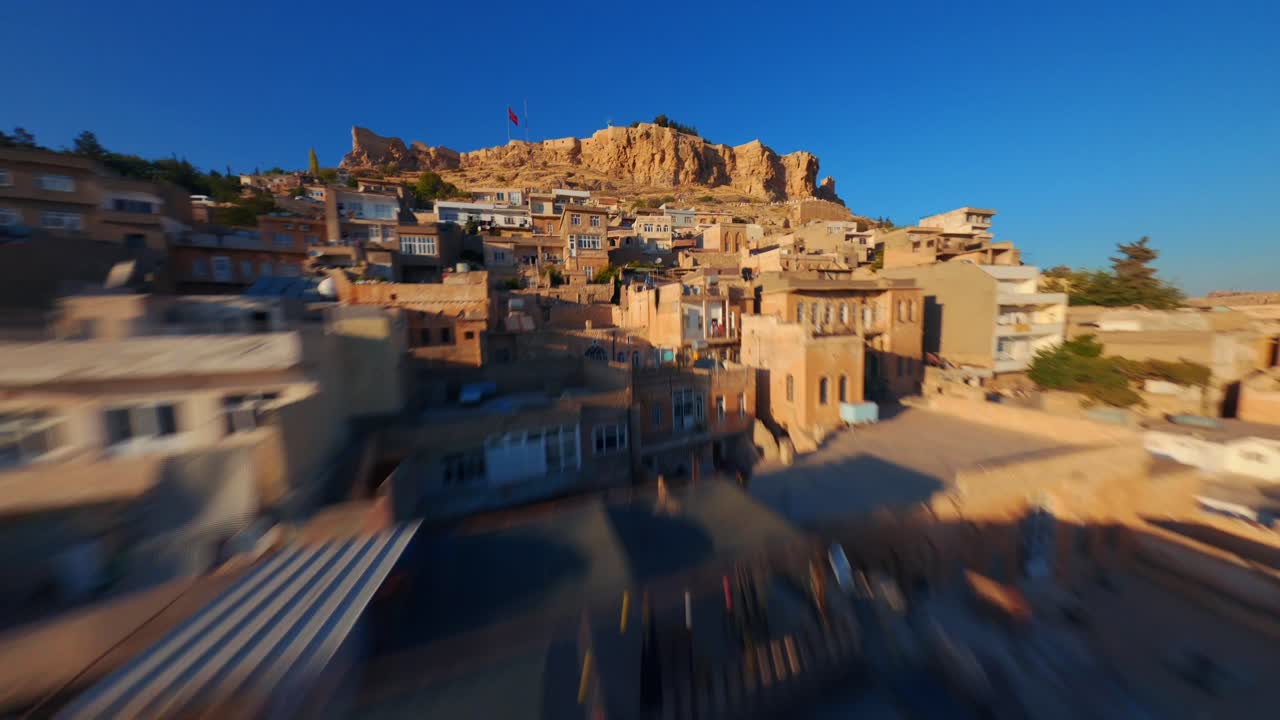 터키의 오래된 마르딘 도시 풍경의 조감도