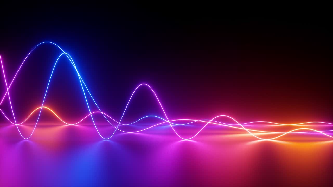 wavy neon lines, abstract background, equalizer, amplitude chart, ultraviolet spectrum, looped animation