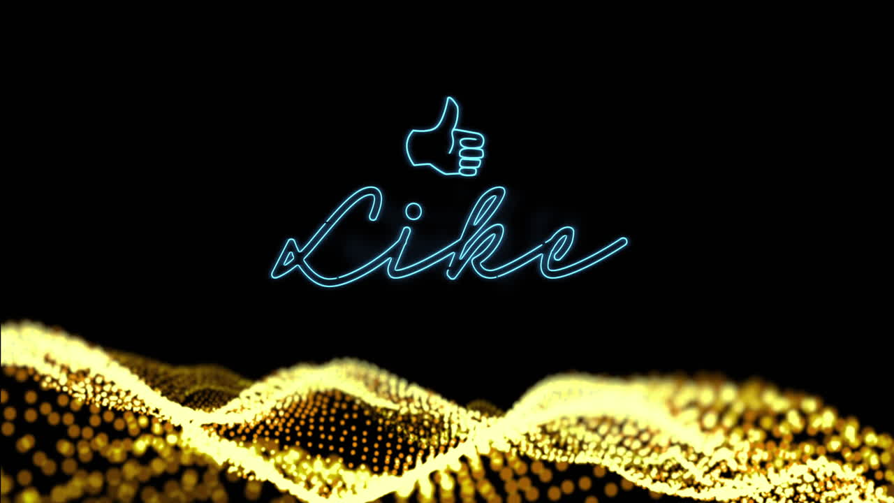 흑색 배경 위에 네온 텍스트와 데이터 처리의 애니메이션