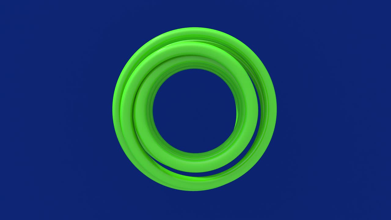 espiral verde claro. vista superior. fondo azul. animación abstracta, renderización en 3d.