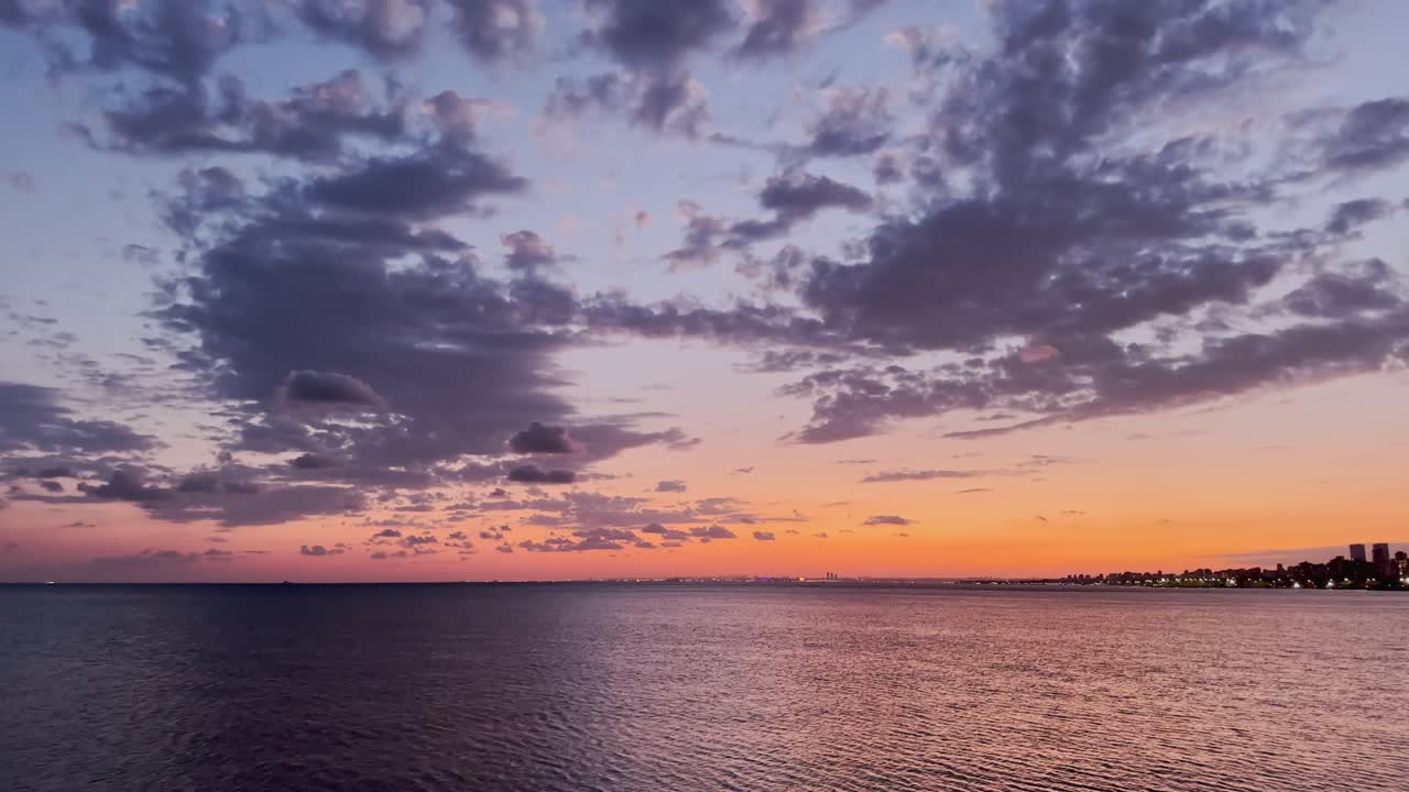 colorful sky, clouds and sea at sunset