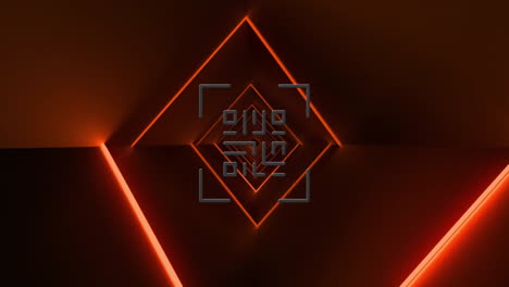 geometric shapes and qr code animation over glowing red and black background