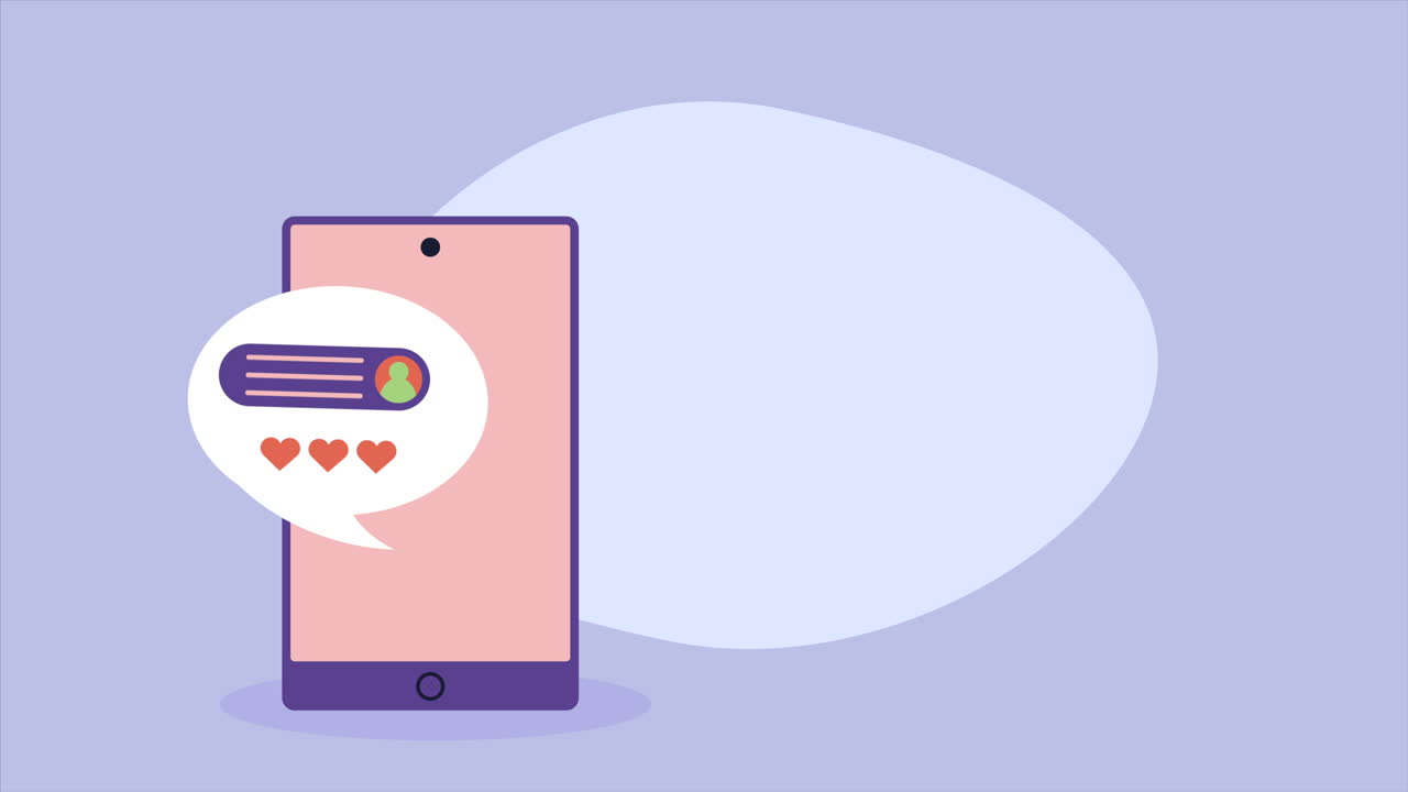 teléfono inteligente con animación de aplicaciones de redes sociales