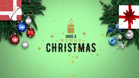 Animation-of-merry-christmas-text-over-baubles