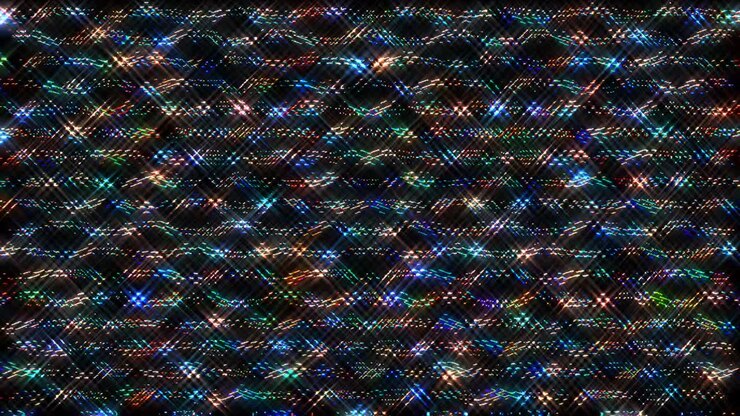 Abstract shining bright lines set wave, colorful, black background