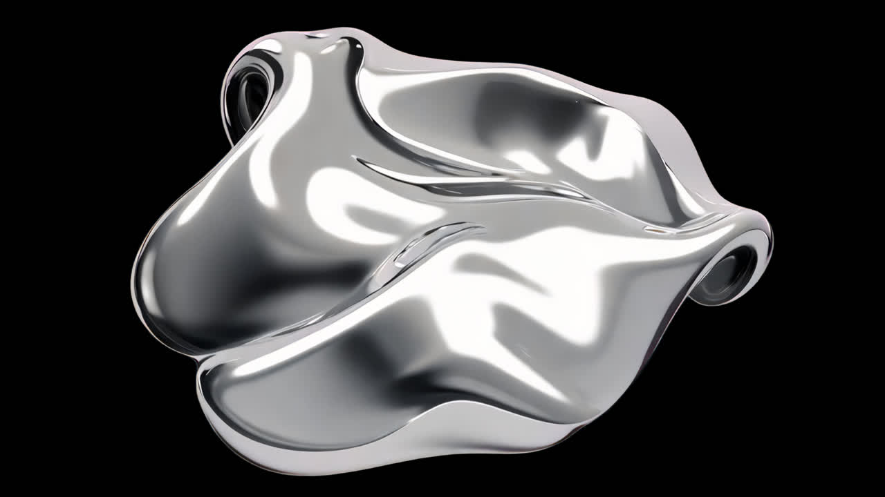 Chrome 3d shape animation isolated asset, transparent 4K video, alpha channel, ProRes 4444