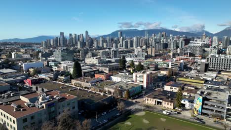 Aerial-View-Of-Vancouver-Skyline-At-Mount-Pleasant-District-In-BC,-Canada