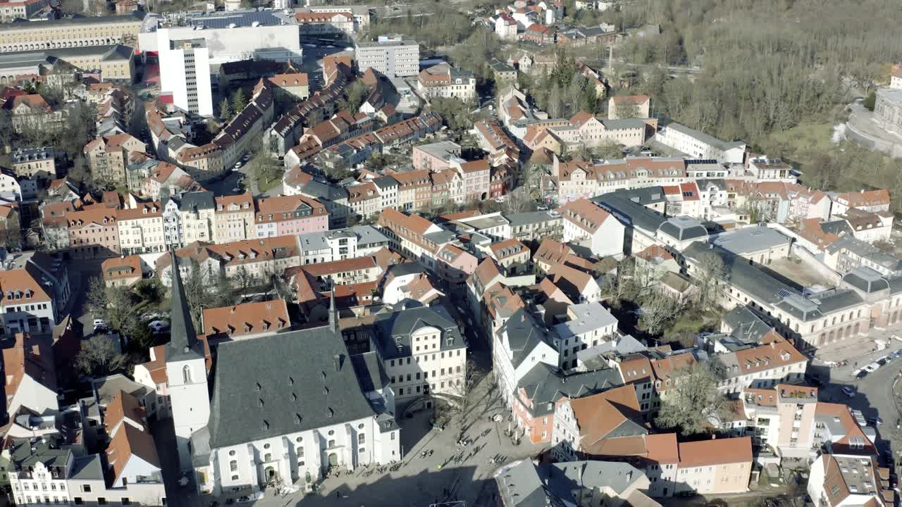 화창한 봄날 바이마르의 드론 항공 영상