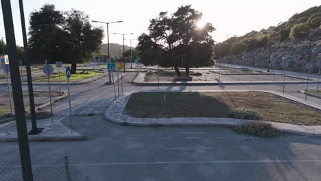 empty driving school parking lot