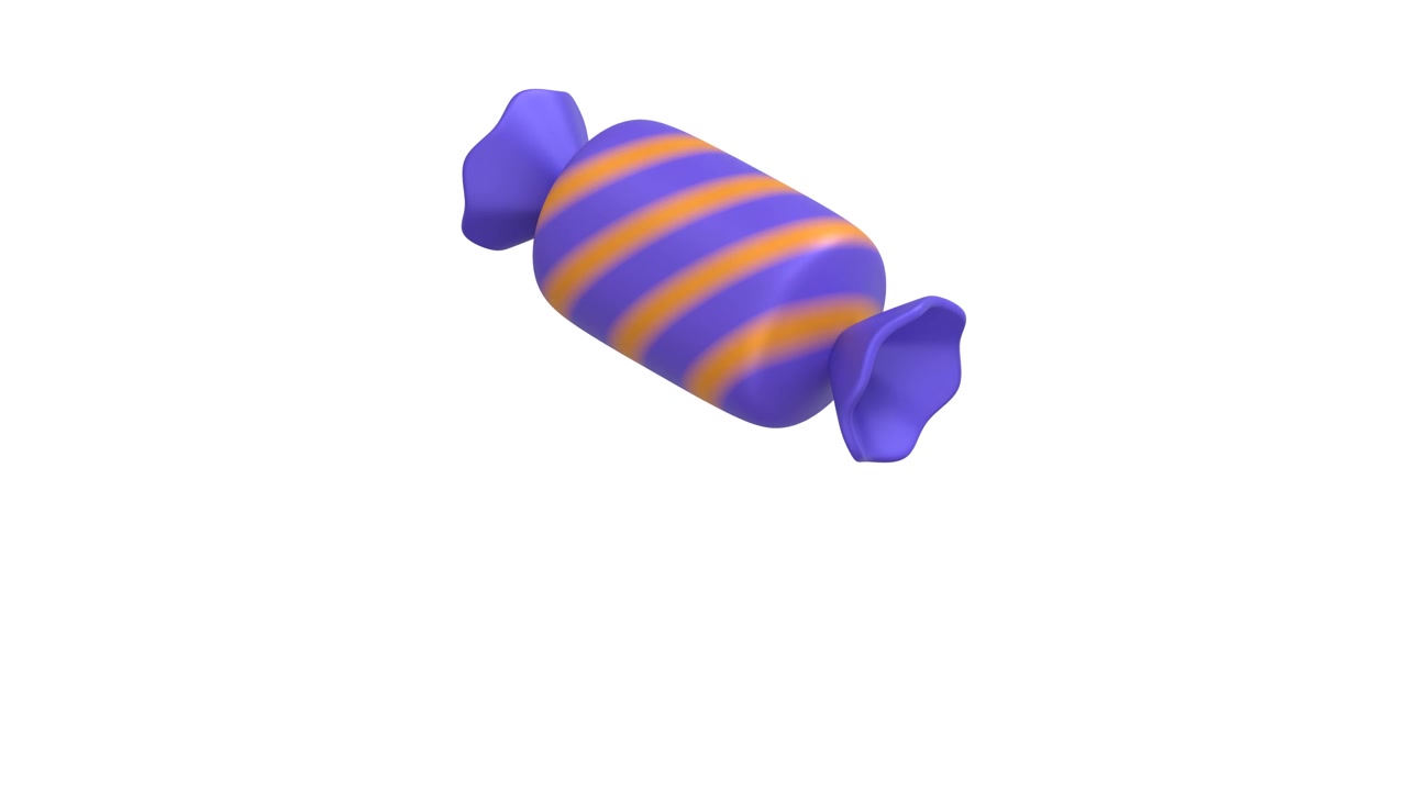 3D Render of a Striped Candy Floating on White Background