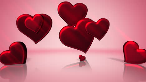 Animation-closeup-motion-small-romantic-hearts-on-pink-Valentines-day-shiny-background