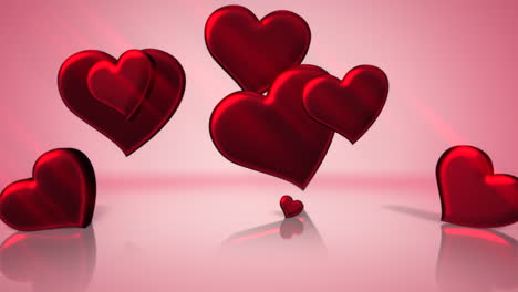animación primer movimiento pequeños corazones románticos sobre fondo brillante rosa día de san valentín