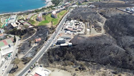 rhodes wildfire damage after the fire brigade left in greece, rhodes burned down in lindos, archangelos, masari, agathi, malonas, lardos, kalathos, asklepieion