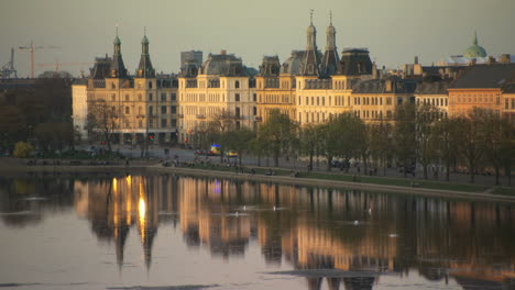 Stunning-shot-at-golden-hour-across-Copenhagens-lakes