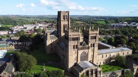 stunning aerial shot of durham cathedral in county durham - 4k drone footage circle