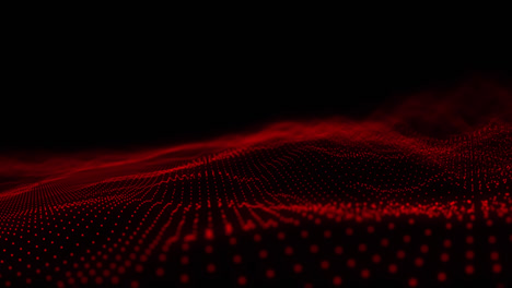 Animation-of-undulating-glowing-red-dot-landscape-on-black-background