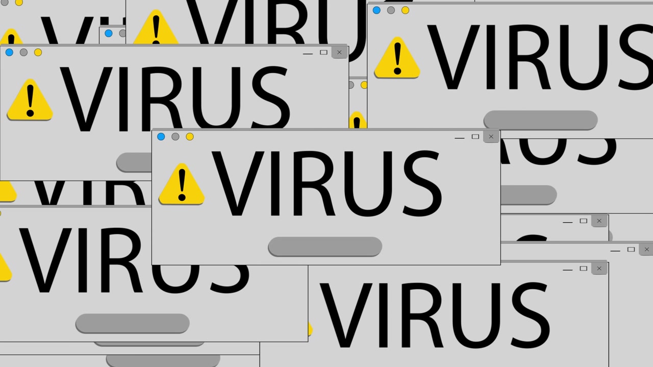 Virustekst, der vises på flere advarselsskærme på computere