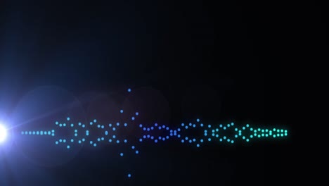 animación del procesamiento de datos sobre luz azul sobre fondo negro.