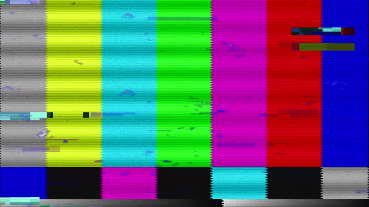 Glitching Television Color Bar Test Pattern with Digital Noise