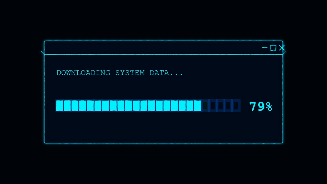 Digital Progress Bar Downloading System Data on Dark Background